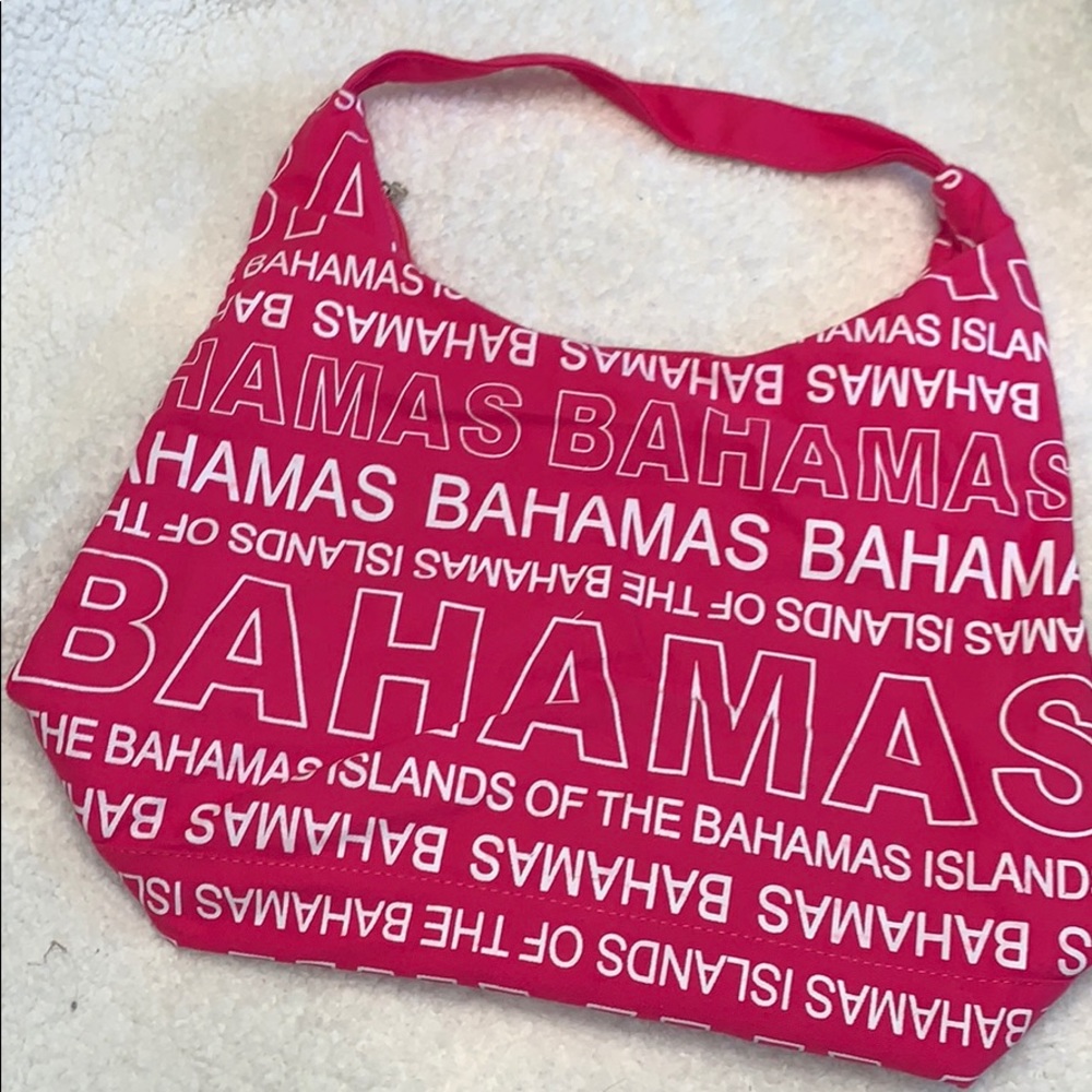 Bahamas Pink Printed Hobo Beach Bag